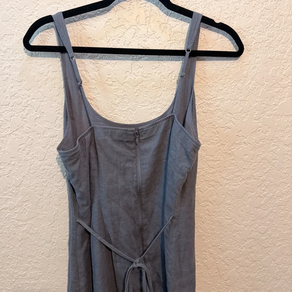 Abercrombie & Fitch Linen Blend Mini Dress Medium Petite Blue Cottagecore 90s
